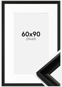Ramme Öjaren Sort 60x90 cm - Passepartout Hvid 40x70 cm