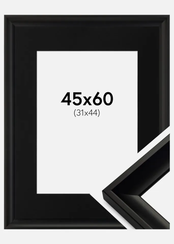 Ramme Öjaren Sort 45x60 cm - Passepartout Sort 32x45 cm