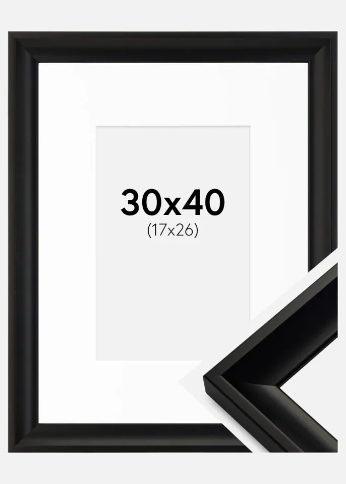 Ramme Öjaren Sort 30x40 cm - Passepartout Hvid 18x27 cm