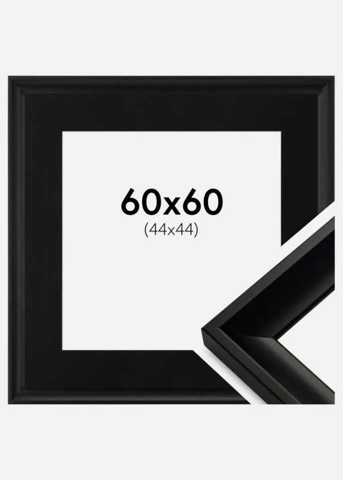 Ramme Öjaren Sort 60x60 cm - Passepartout Sort 45x45 cm
