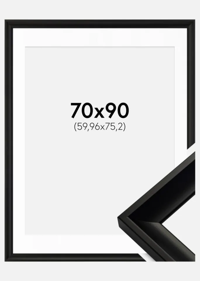 Ramme Öjaren Sort 70x90 cm - Passepartout Hvid 24x30 inches