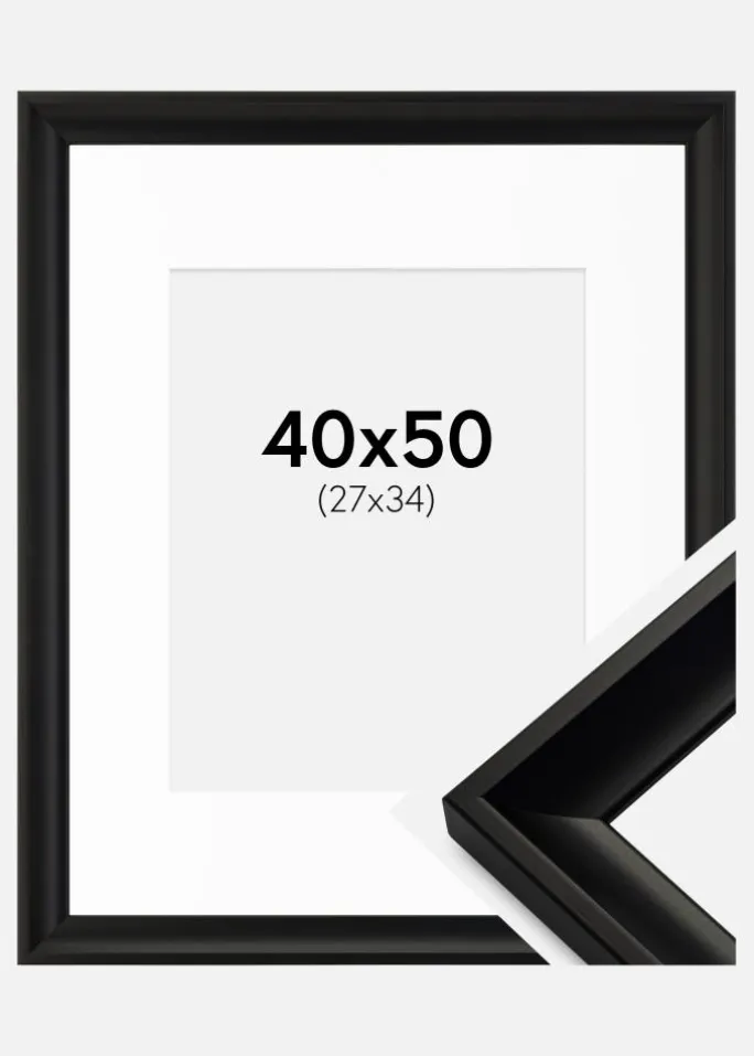 Ramme Öjaren Sort 40x50 cm - Passepartout Hvid 28x35 cm