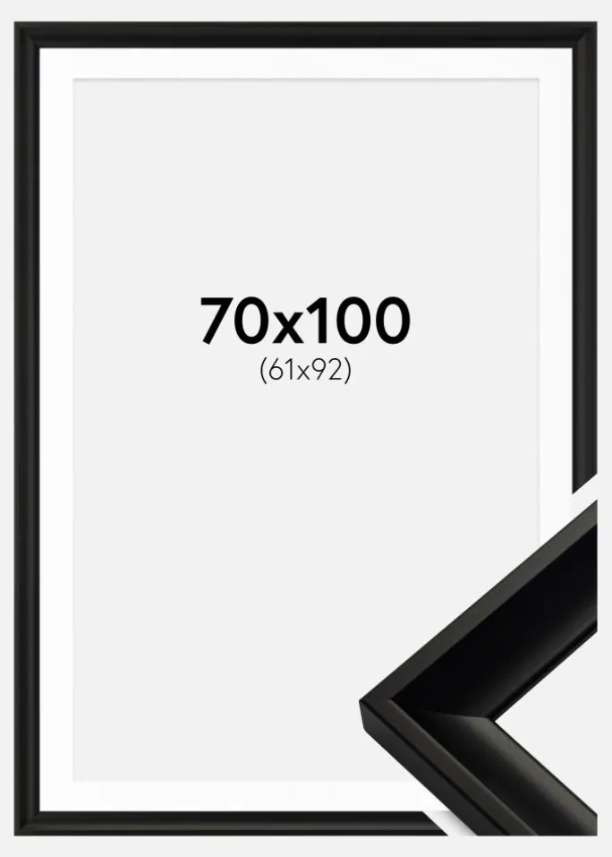 Ramme Öjaren Sort 70x100 cm - Passepartout Hvid 62x93 cm