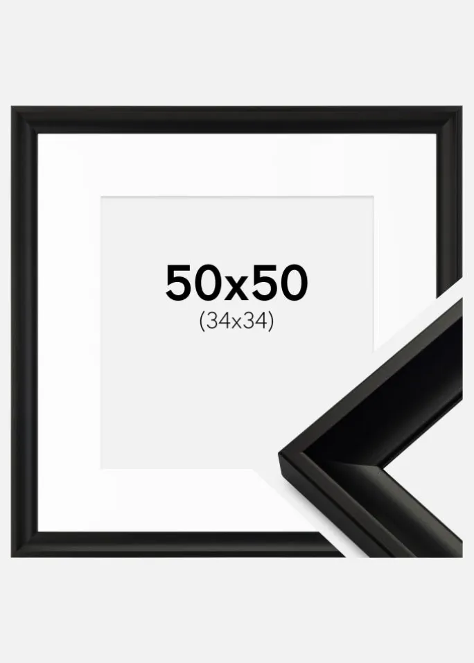 Ramme Öjaren Sort 50x50 cm - Passepartout Hvid 35x35 cm