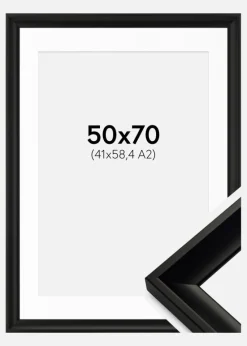 Ramme Öjaren Sort 50x70 cm - Passepartout Hvid 42x59,4 cm (A2)