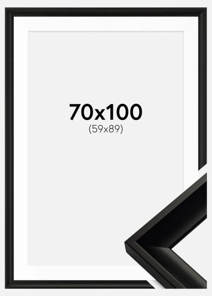 Ramme Öjaren Sort 70x100 cm - Passepartout Hvid 60x90 cm