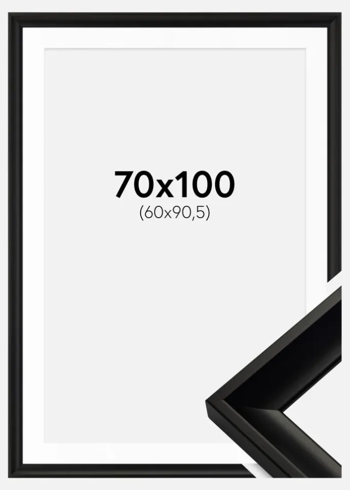 Ramme Öjaren Sort 70x100 cm - Passepartout Hvid 61x91,5 cm