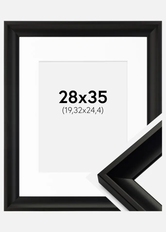 Ramme Öjaren Sort 28x35 cm - Passepartout Hvid 8x10 inches