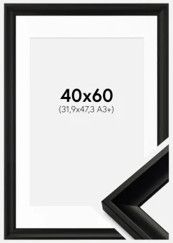 Ramme Öjaren Sort 40x60 cm - Passepartout Hvid 32,9x48,3 cm (A3+)