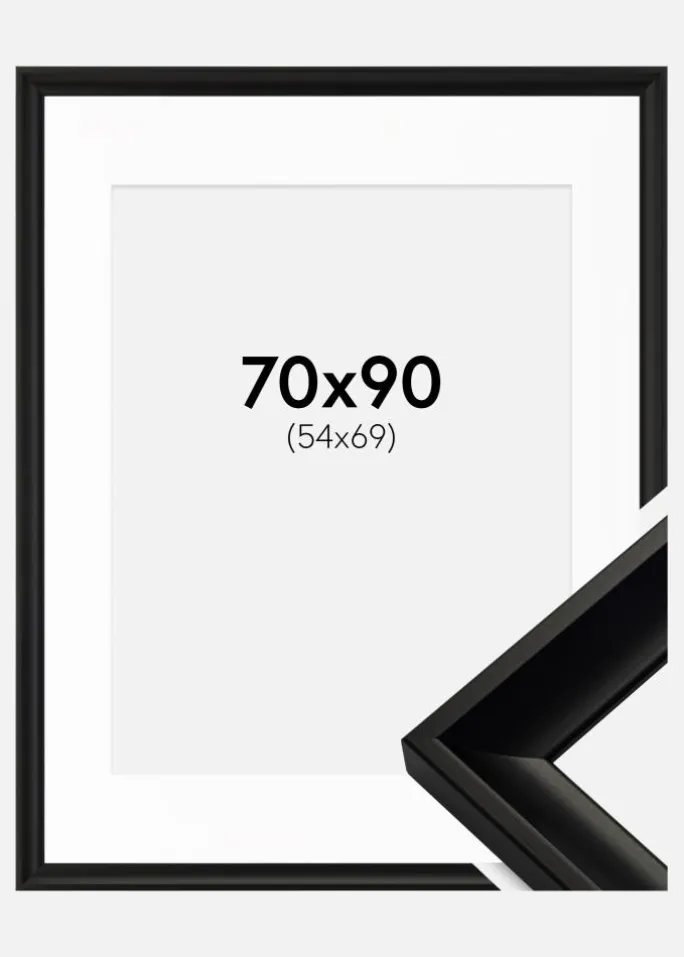 Ramme Öjaren Sort 70x90 cm - Passepartout Hvid 55x70 cm