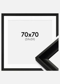 Ramme Öjaren Sort 70x70 cm - Passepartout Hvid 60x60 cm