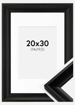 Ramme Öjaren Sort 20x30 cm - Passepartout Hvid 15x21 cm (A5)