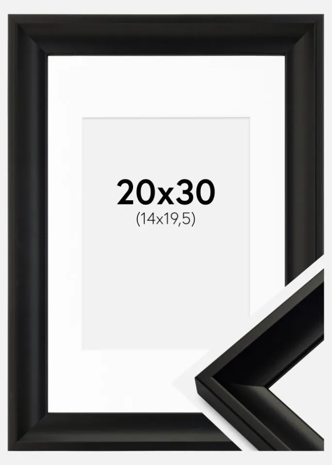 Ramme Öjaren Sort 20x30 cm - Passepartout Hvid 15x21 cm (A5)