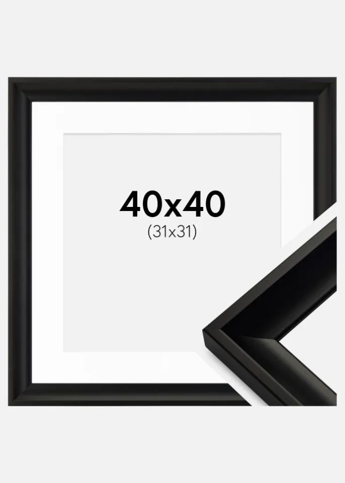 Ramme Öjaren Sort 40x40 cm - Passepartout Hvid 32x32 cm
