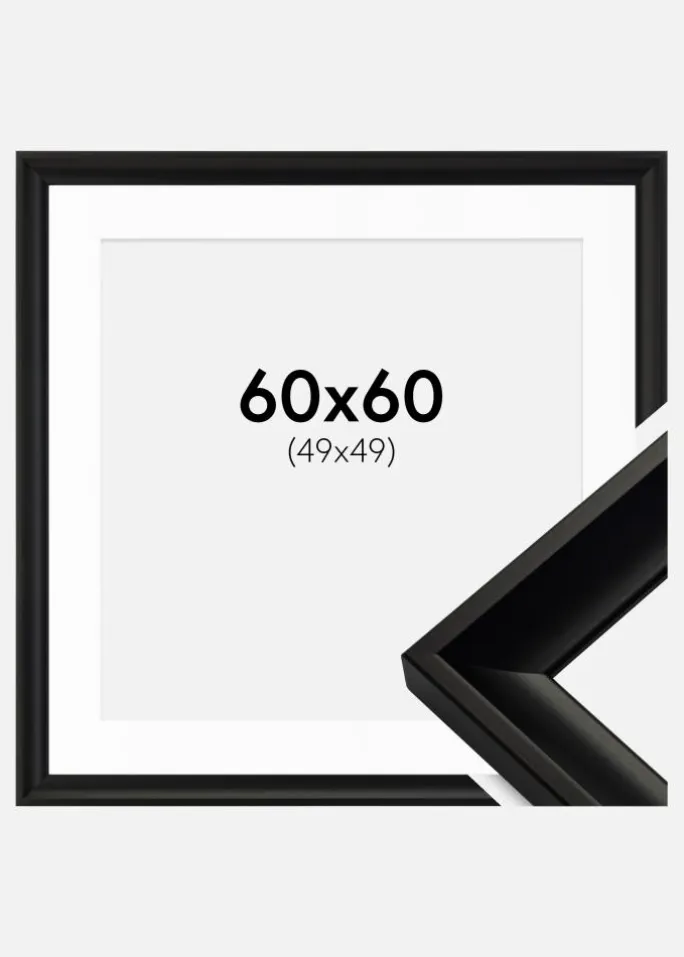 Ramme Öjaren Sort 60x60 cm - Passepartout Hvid 50x50 cm