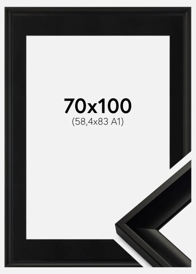 Ramme Öjaren Sort 70x100 cm - Passepartout Sort 59,4x84 cm (A1)