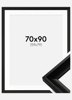 Ramme Öjaren Sort 70x90 cm - Passepartout Hvid 60x80 cm