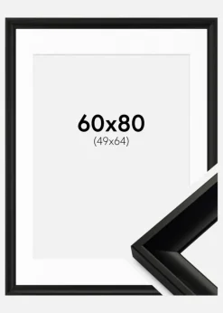 Ramme Öjaren Sort 60x80 cm - Passepartout Hvid 50x65 cm