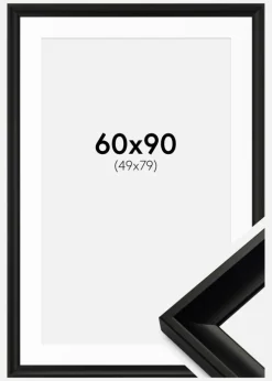 Ramme Öjaren Sort 60x90 cm - Passepartout Hvid 50x80 cm
