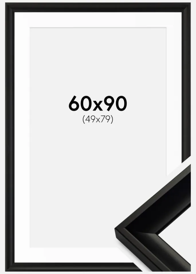 Ramme Öjaren Sort 60x90 cm - Passepartout Hvid 50x80 cm