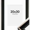 Ramme Öjaren Sort-Sølv 20x30 cm - Passepartout Hvid 15x21 cm (A5)