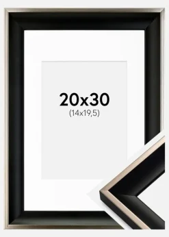 Ramme Öjaren Sort-Sølv 20x30 cm - Passepartout Hvid 15x21 cm (A5)