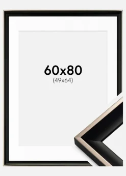 Ramme Öjaren Sort-Sølv 60x80 cm - Passepartout Hvid 50x65 cm