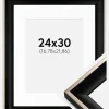 Ramme Öjaren Sort-Sølv 24x30 cm - Passepartout Hvid 7x9 inches
