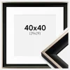 Ramme Öjaren Sort-Sølv 40x40 cm - Passepartout Hvid 30x30 cm