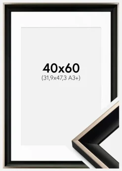 Ramme Öjaren Sort-Sølv 40x60 cm - Passepartout Hvid 32,9x48,3 cm (A3+)