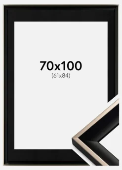 Ramme Öjaren Sort-Sølv 70x100 cm - Passepartout Sort 62x85 cm
