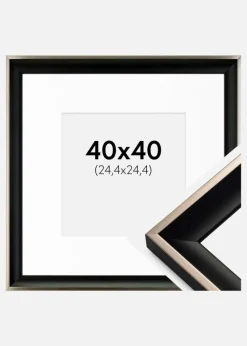 Ramme Öjaren Sort-Sølv 40x40 cm - Passepartout Hvid 10x10 inches