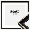 Ramme Öjaren Sort-Sølv 50x50 cm - Passepartout Hvid 40x40 cm