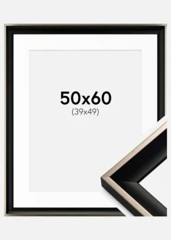 Ramme Öjaren Sort-Sølv 50x60 cm - Passepartout Hvid 40x50 cm