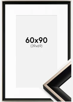 Ramme Öjaren Sort-Sølv 60x90 cm - Passepartout Hvid 40x70 cm