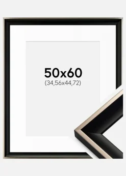 Ramme Öjaren Sort-Sølv 50x60 cm - Passepartout Hvid 14x18 inches