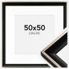 Ramme Öjaren Sort-Sølv 50x50 cm - Passepartout Hvid 35x35 cm