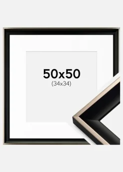 Ramme Öjaren Sort-Sølv 50x50 cm - Passepartout Hvid 35x35 cm