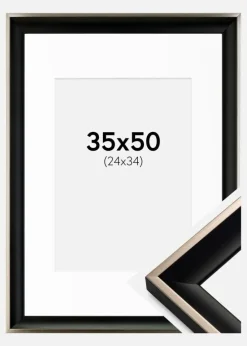 Ramme Öjaren Sort-Sølv 35x50 cm - Passepartout Hvid 25x35 cm