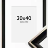 Ramme Öjaren Sort-Sølv 30x40 cm - Passepartout Hvid 21x30 cm