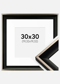 Ramme Öjaren Sort-Sølv 30x30 cm - Passepartout Hvid 8x8 inches
