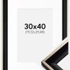 Ramme Öjaren Sort-Sølv 30x40 cm - Passepartout Hvid 8x12 inches