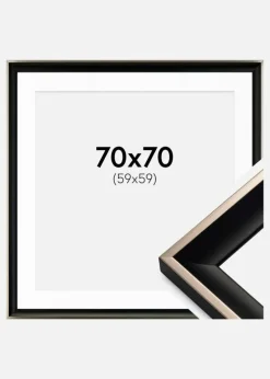 Ramme Öjaren Sort-Sølv 70x70 cm - Passepartout Hvid 60x60 cm
