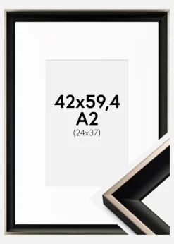 Ramme Öjaren Sort-Sølv 42x59,4 cm (A2) - Passepartout Hvid 25x38 cm