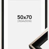 Ramme Öjaren Sort-Sølv 50x70 cm - Passepartout Hvid 16x24 inches