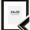 Ramme Öjaren Sort-Sølv 24x30 cm - Passepartout Hvid 6x8 inches
