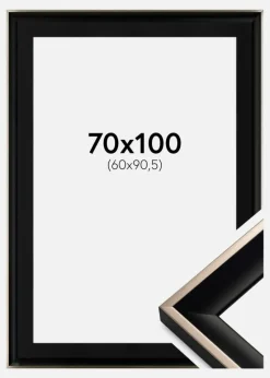 Ramme Öjaren Sort-Sølv 70x100 cm - Passepartout Sort 61x91,5 cm