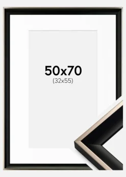 Ramme Öjaren Sort-Sølv 50x70 cm - Passepartout Hvid 33x56 cm