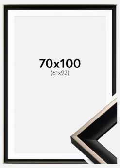 Ramme Öjaren Sort-Sølv 70x100 cm - Passepartout Hvid 62x93 cm