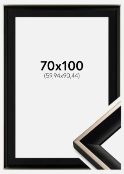 Ramme Öjaren Sort-Sølv 70x100 cm - Passepartout Sort 24x36 inches